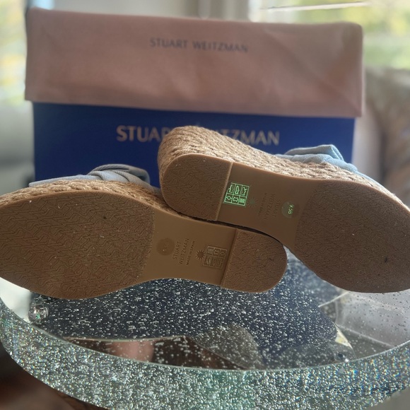 Stuart Weitzman NWB Loveknot Espadrille Wedge Vintage Denim/Jute Size 40/9.5 B - Picture 9 of 10